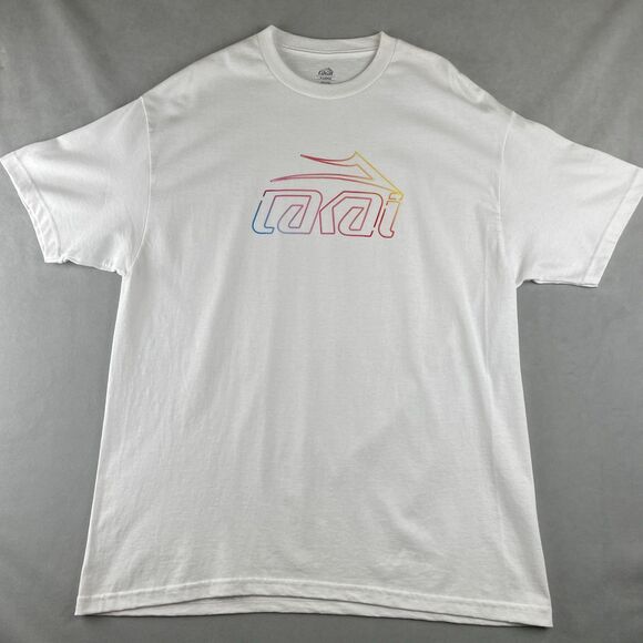 Lakai Shirt Men XL White Rainbow Gradient Graphic Crewneck Skateboarding Tee New - Picture 1 of 6
